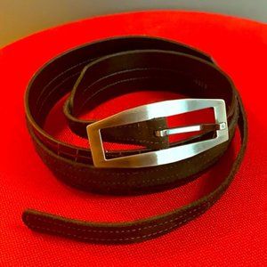 Made in🇨🇦Buffalo 💯% Crocodile Embossed Leather/Suede Belt